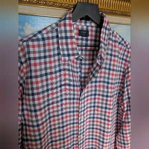 J. Crew Linen Check Shirt Large